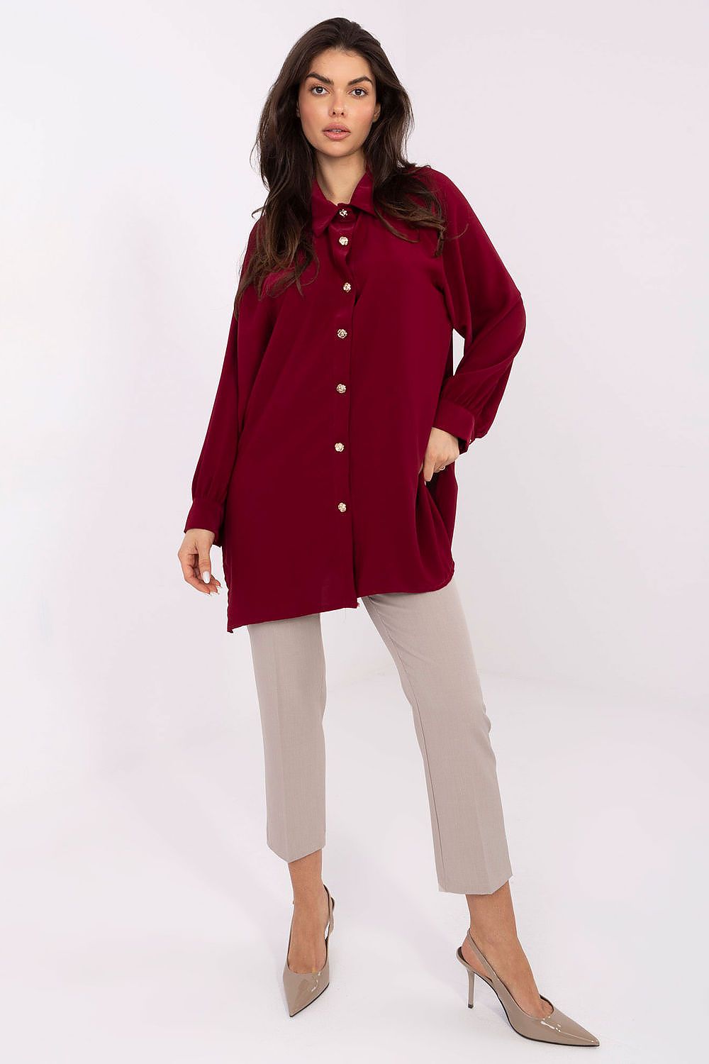 Damen Bluse Langarm Puffärmel Elegant Business Casual