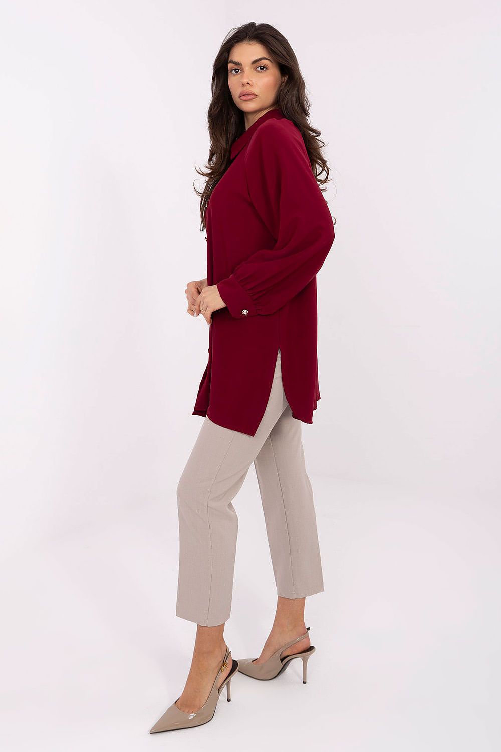Damen Bluse Langarm Puffärmel Elegant Business Casual