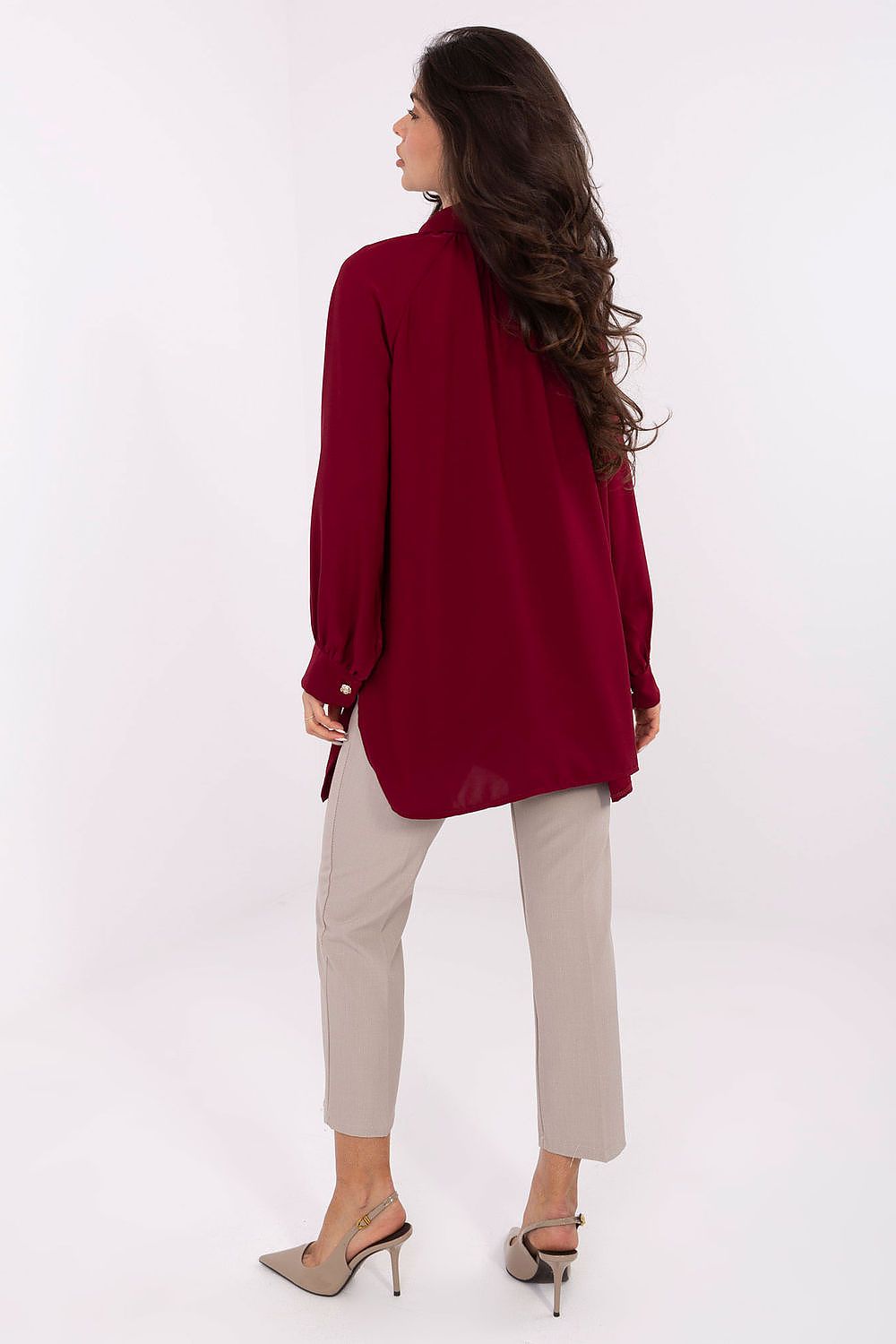 Damen Bluse Langarm Puffärmel Elegant Business Casual