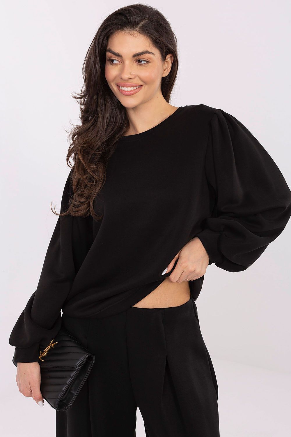 Damen Pullover Butterstoff mit Puffärmeln