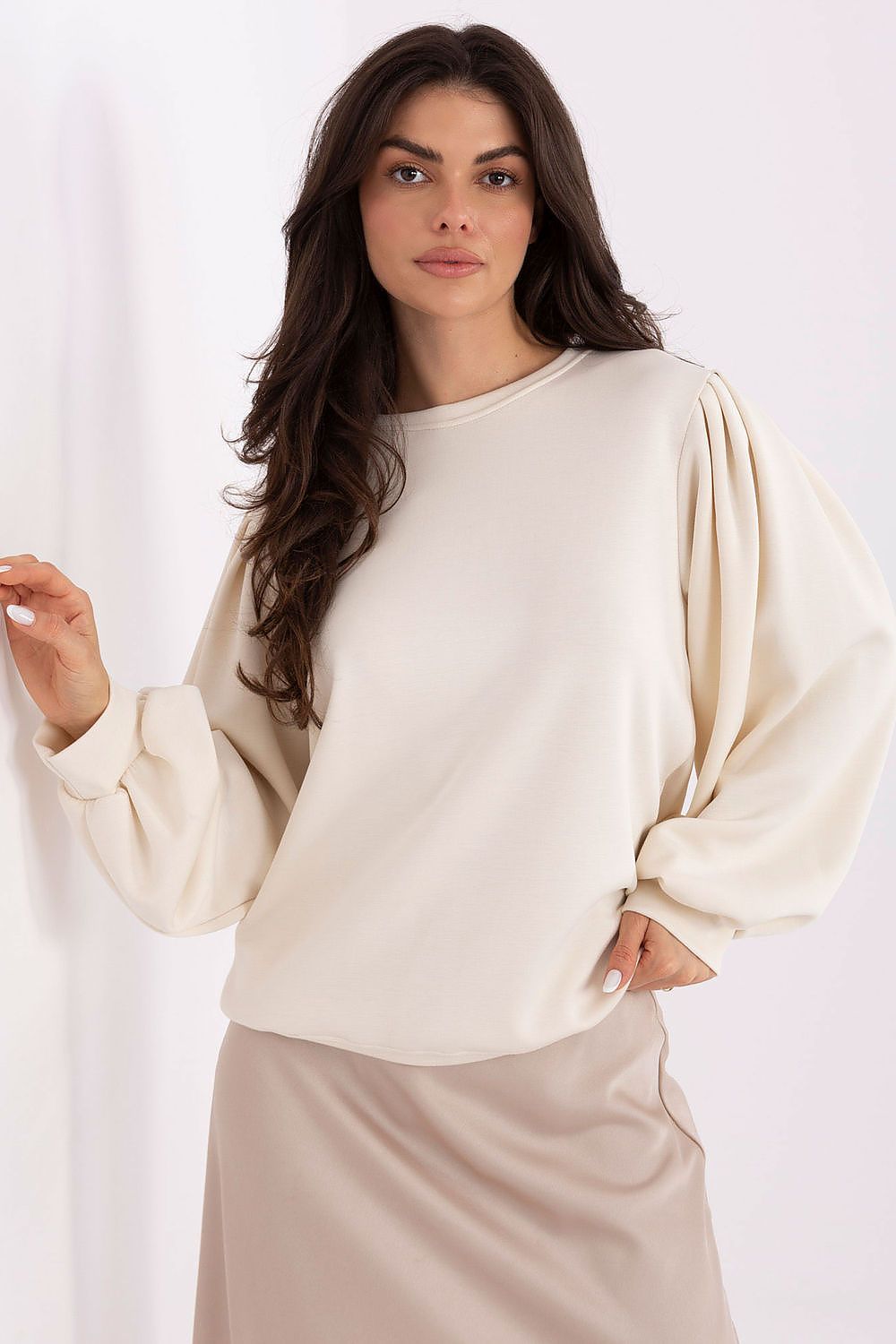 Damen Pullover Butterstoff mit Puffärmeln