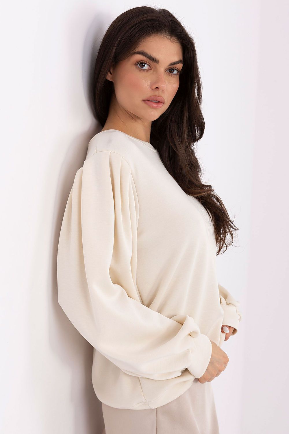 Damen Pullover Butterstoff mit Puffärmeln