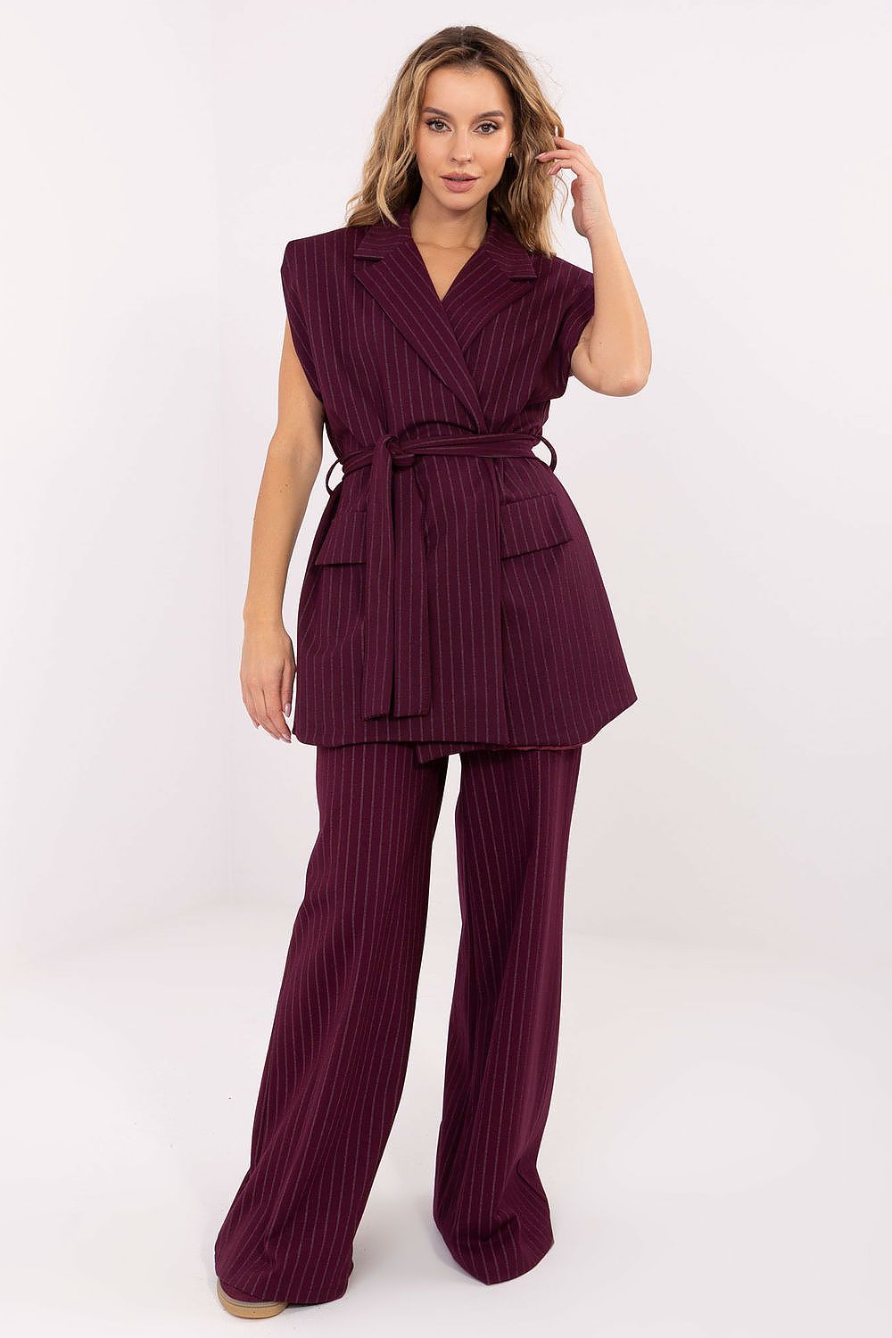 Weste Damen Streifenmuster Gürtel – Stylisch & Elegant