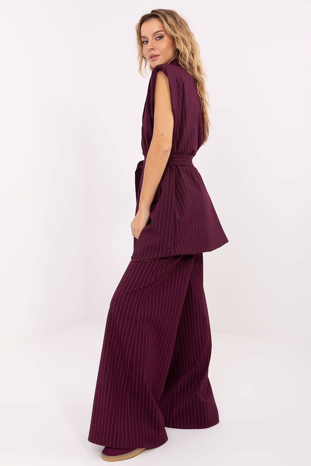 Weste Damen Streifenmuster Gürtel – Stylisch & Elegant