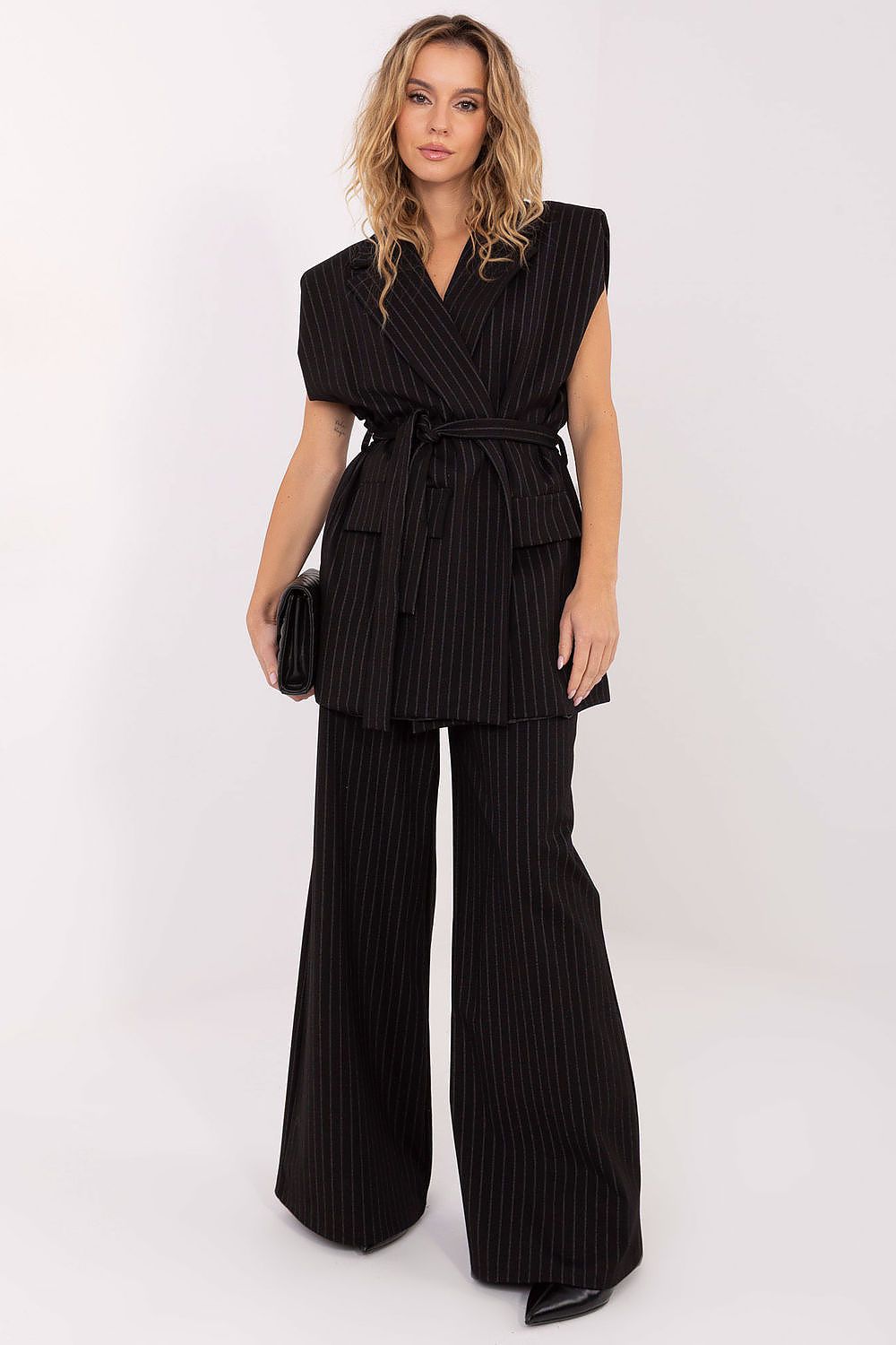 Weste Damen Streifenmuster Gürtel – Stylisch & Elegant