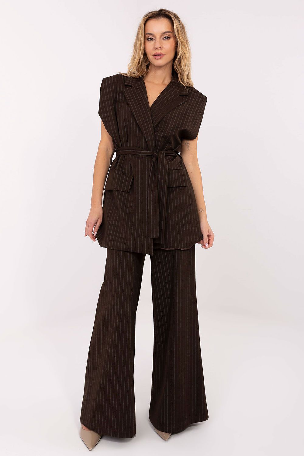 Weste Damen Streifenmuster Gürtel – Stylisch & Elegant
