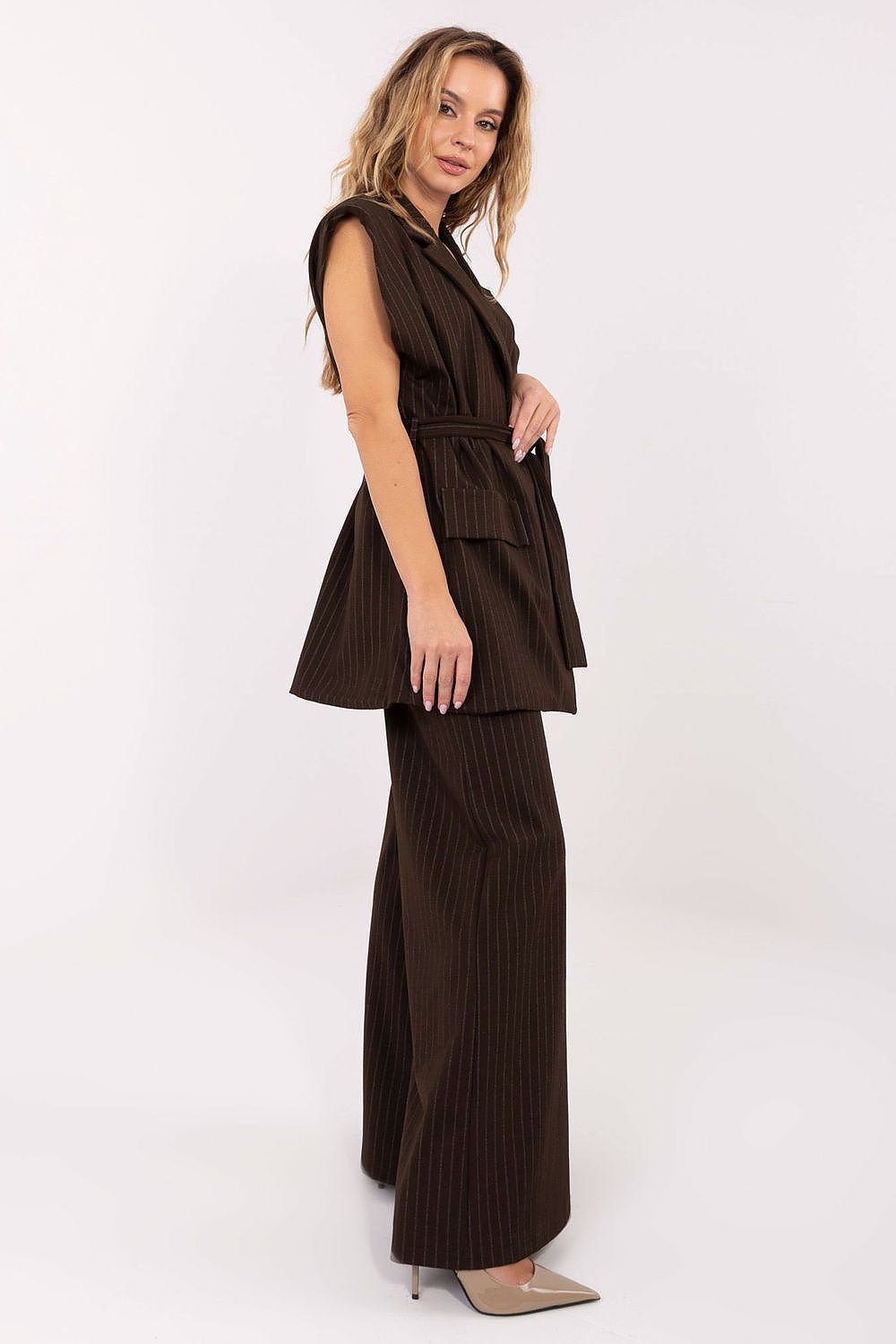 Weste Damen Streifenmuster Gürtel – Stylisch & Elegant
