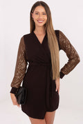 Pailletten Bleistiftkleid Damen Wickelausschnitt & Taillenband | Party