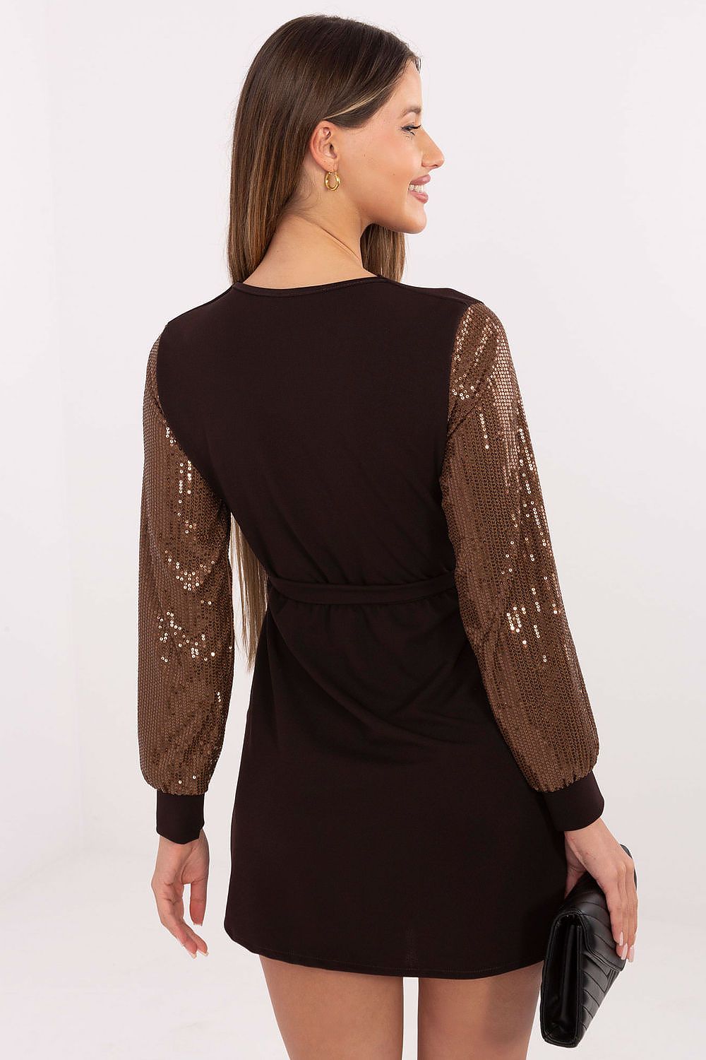 Pailletten Bleistiftkleid Damen Wickelausschnitt & Taillenband | Party