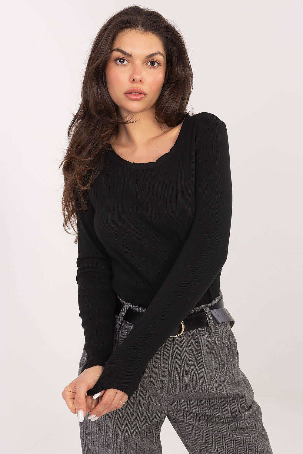 Gerippte Langarm Bluse Damen – Baumwolle Komfort Alltagslook