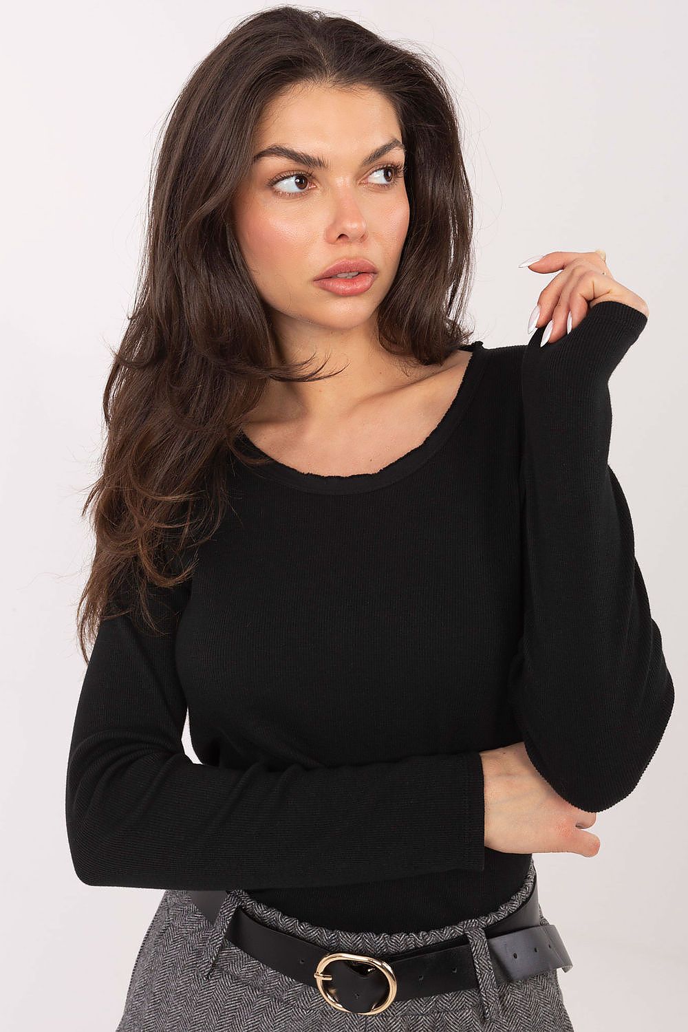 Gerippte Langarm Bluse Damen – Baumwolle Komfort Alltagslook