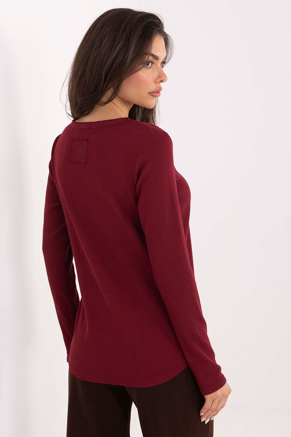 Gerippte Langarm Bluse Damen – Baumwolle Komfort Alltagslook