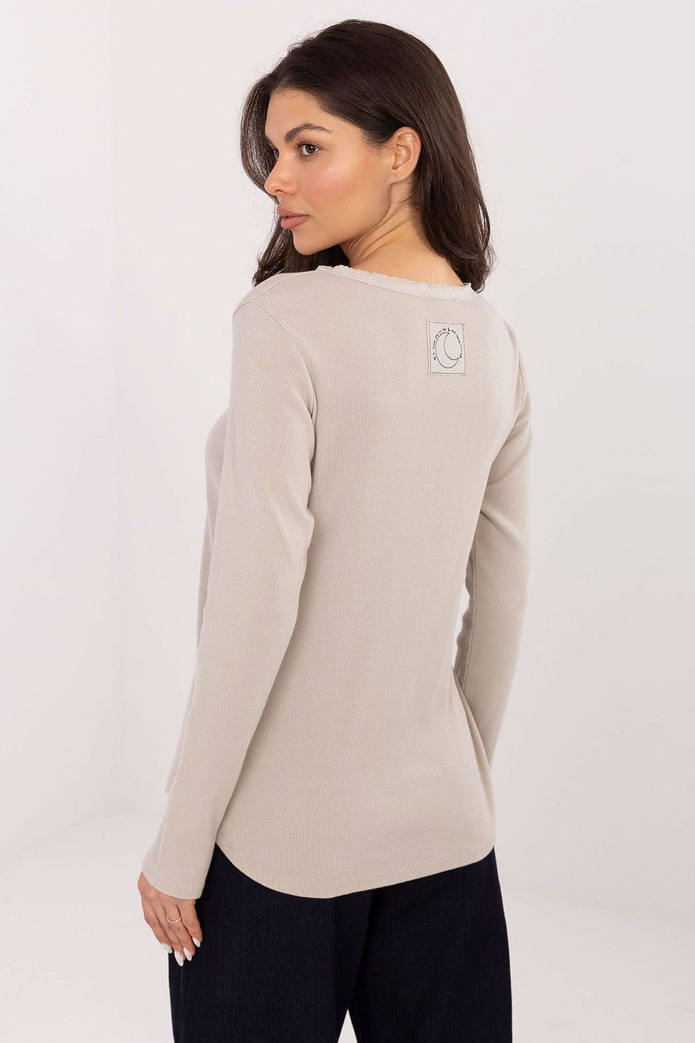 Gerippte Langarm Bluse Damen – Baumwolle Komfort Alltagslook
