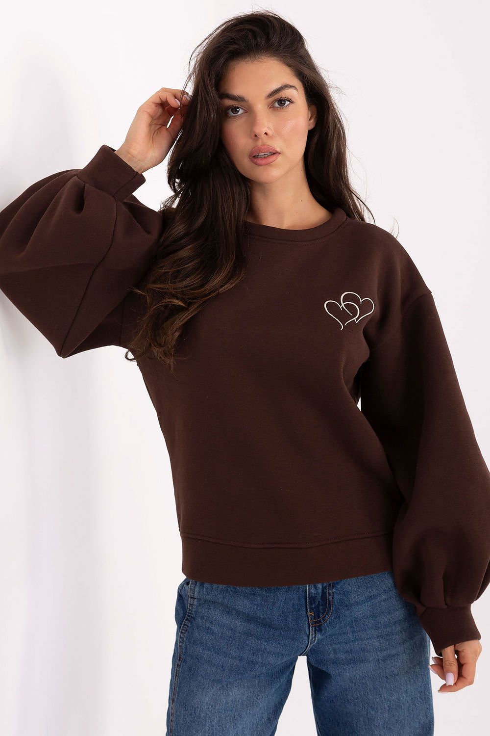 Damen Sweatshirt mit Stickerei & Ballonärmeln