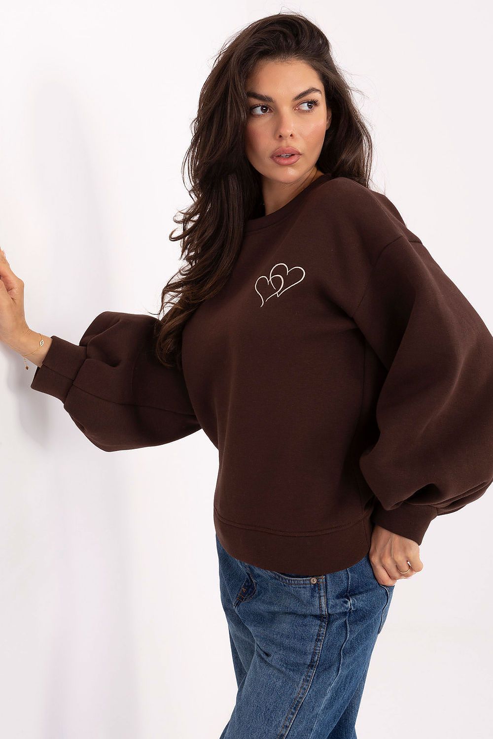 Damen Sweatshirt mit Stickerei & Ballonärmeln