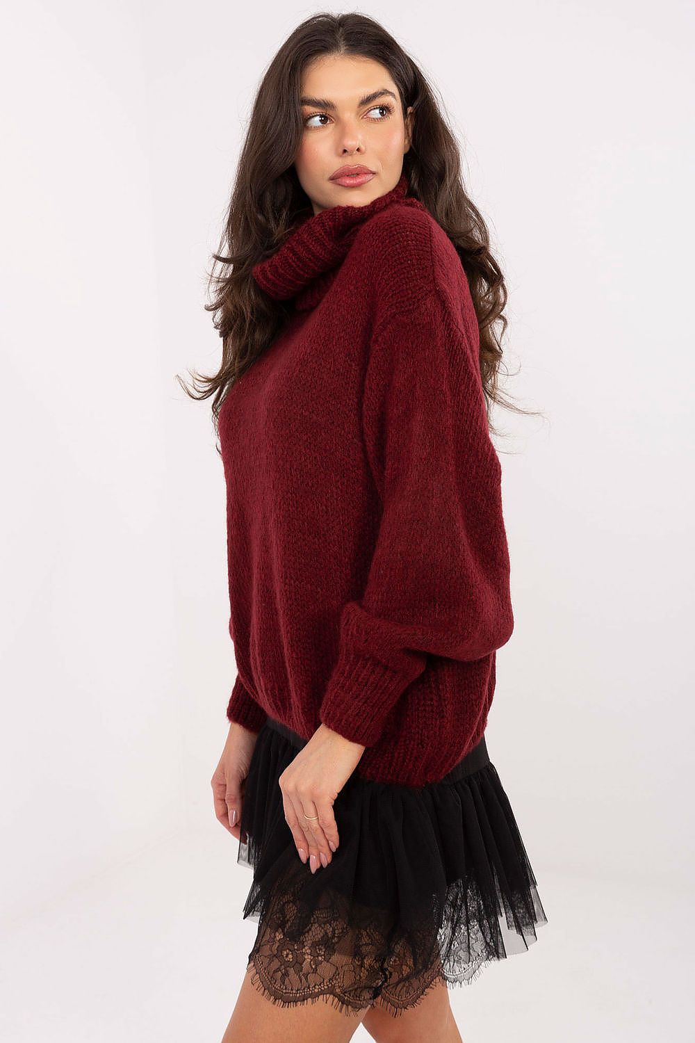 Rollkragenpullover Damen Mohair Locker Leicht