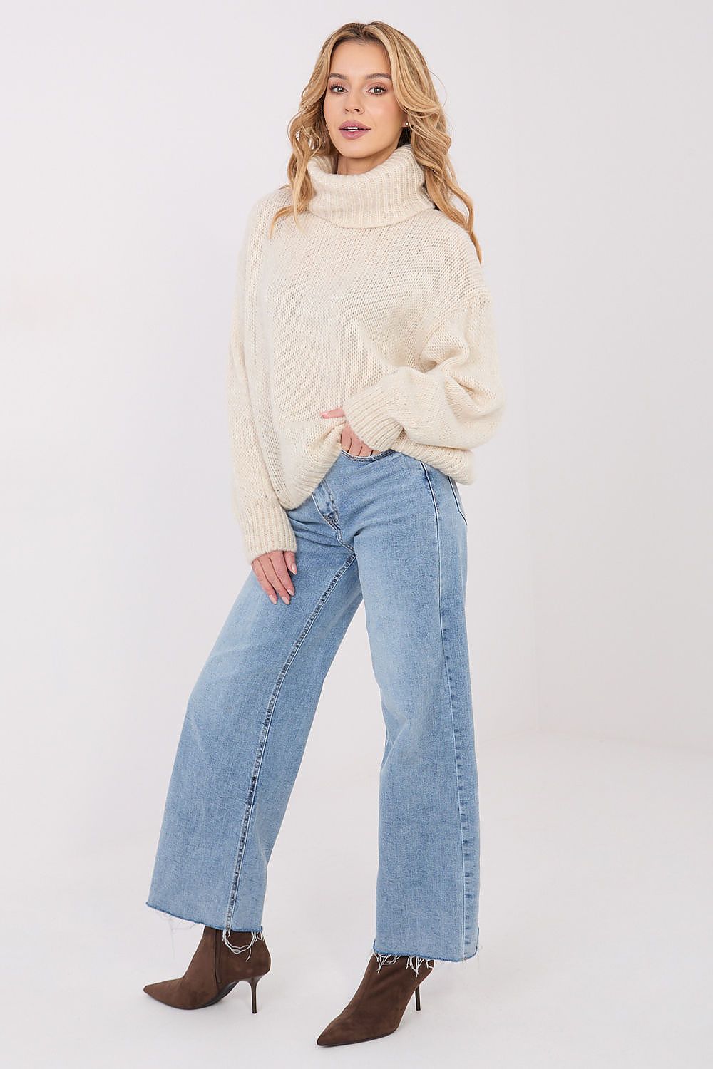 Rollkragenpullover Damen Mohair Locker Leicht