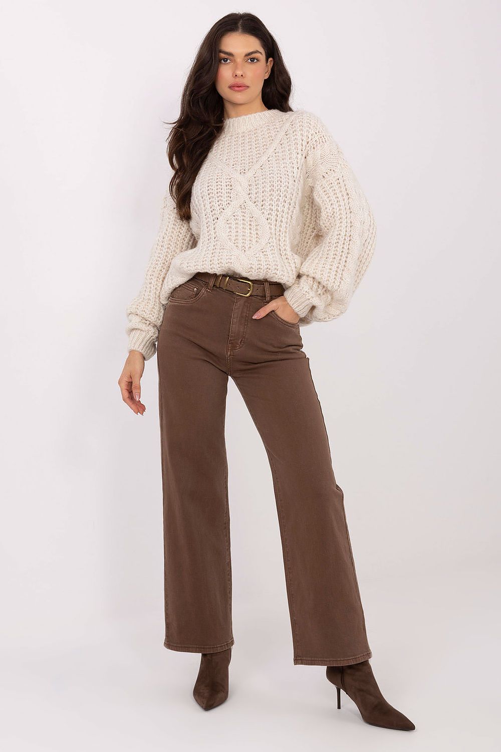 Pullover Damen Mohair Balloonärmel Rundhals Leicht