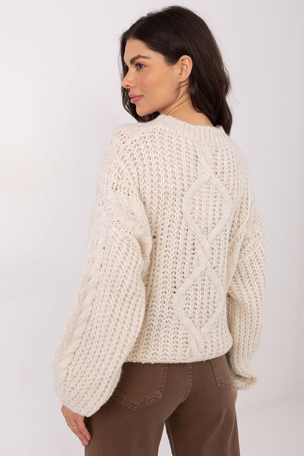 Pullover Damen Mohair Balloonärmel Rundhals Leicht