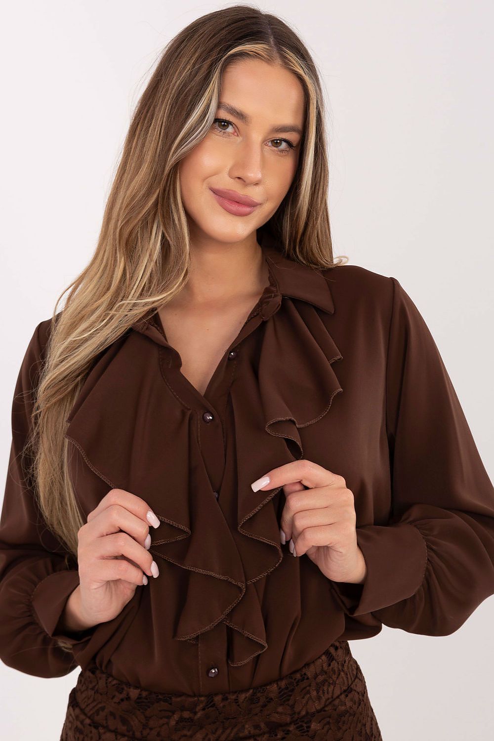 Bluse Damen Elegant Rüsche Puffärmel