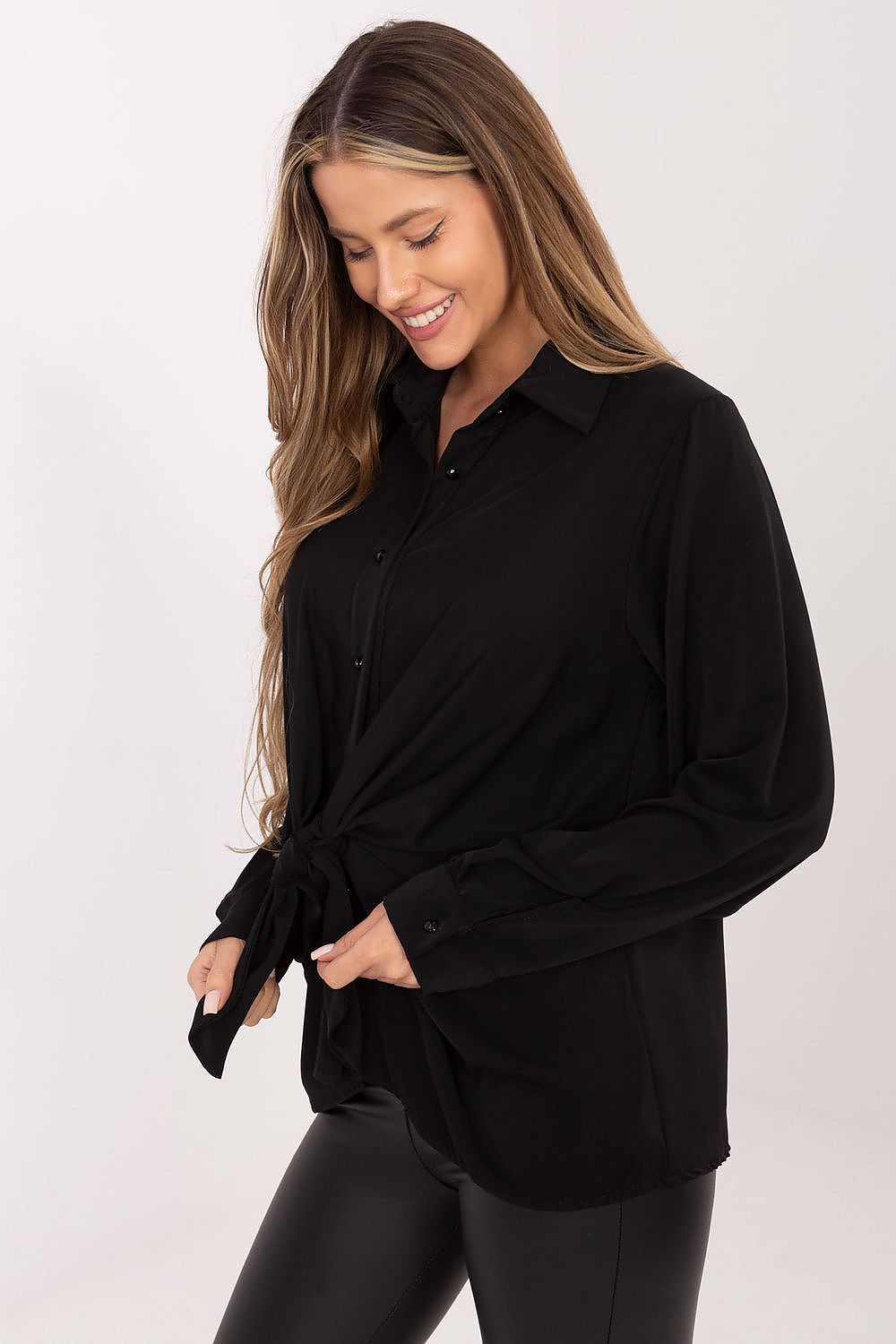 Damen Bluse Langarm mit Bindung – Elegant & Vielseitig