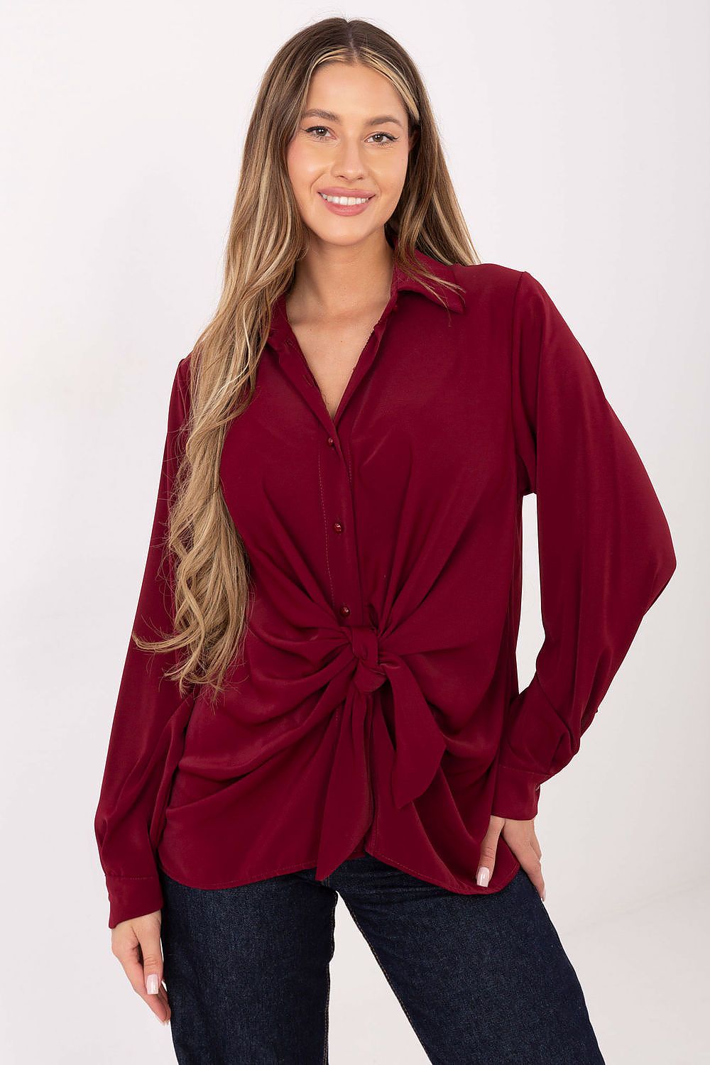 Damen Bluse Langarm mit Bindung – Elegant & Vielseitig