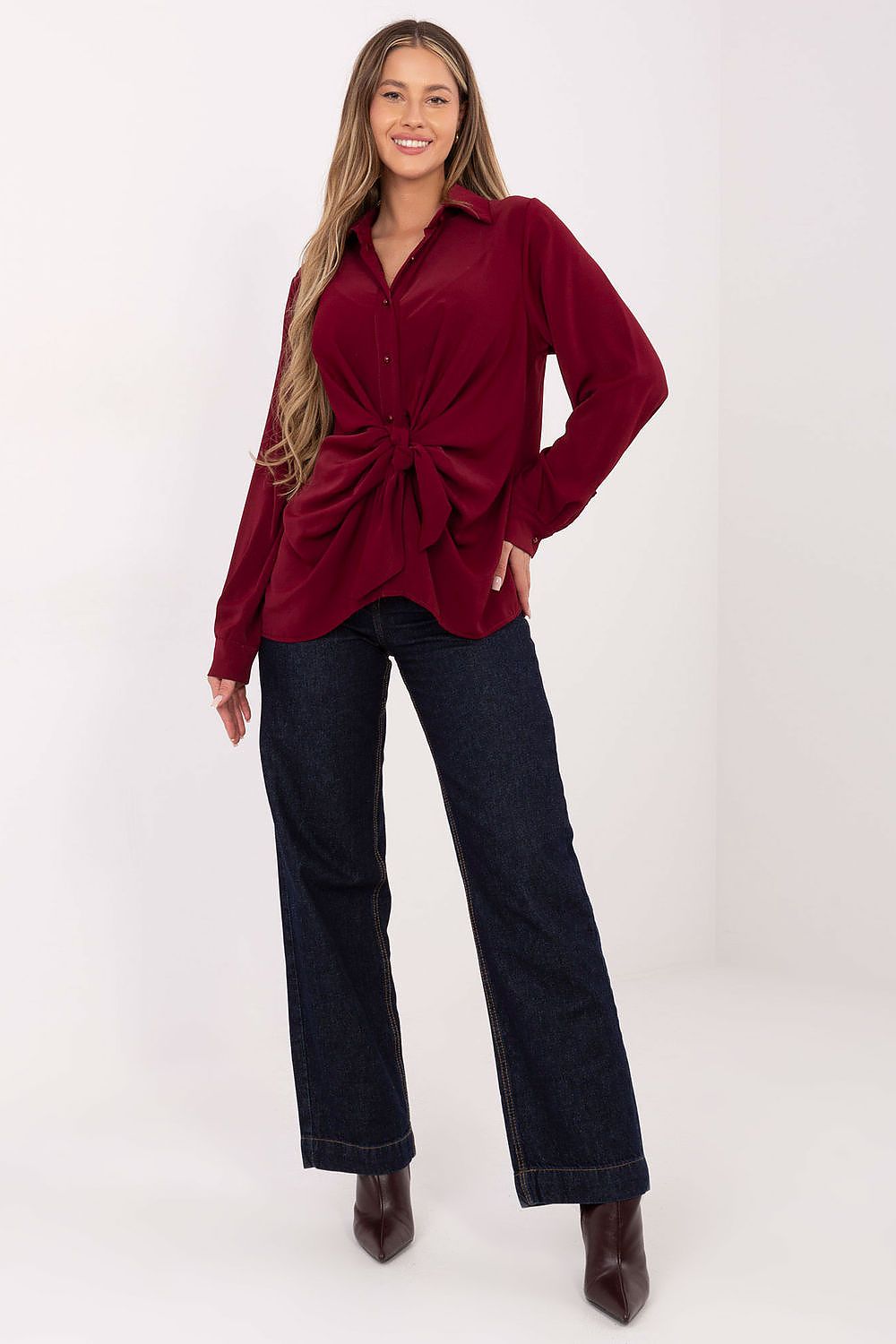 Damen Bluse Langarm mit Bindung – Elegant & Vielseitig