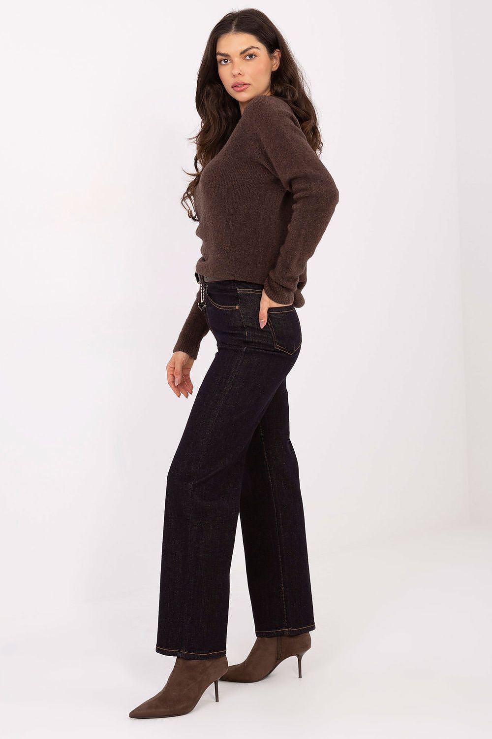 Straight Leg Jeans Damen High Waist Gürtel Baumwolle XS-XL