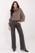 Damen Jeans Straight Leg High Waist Grau – Klassisch