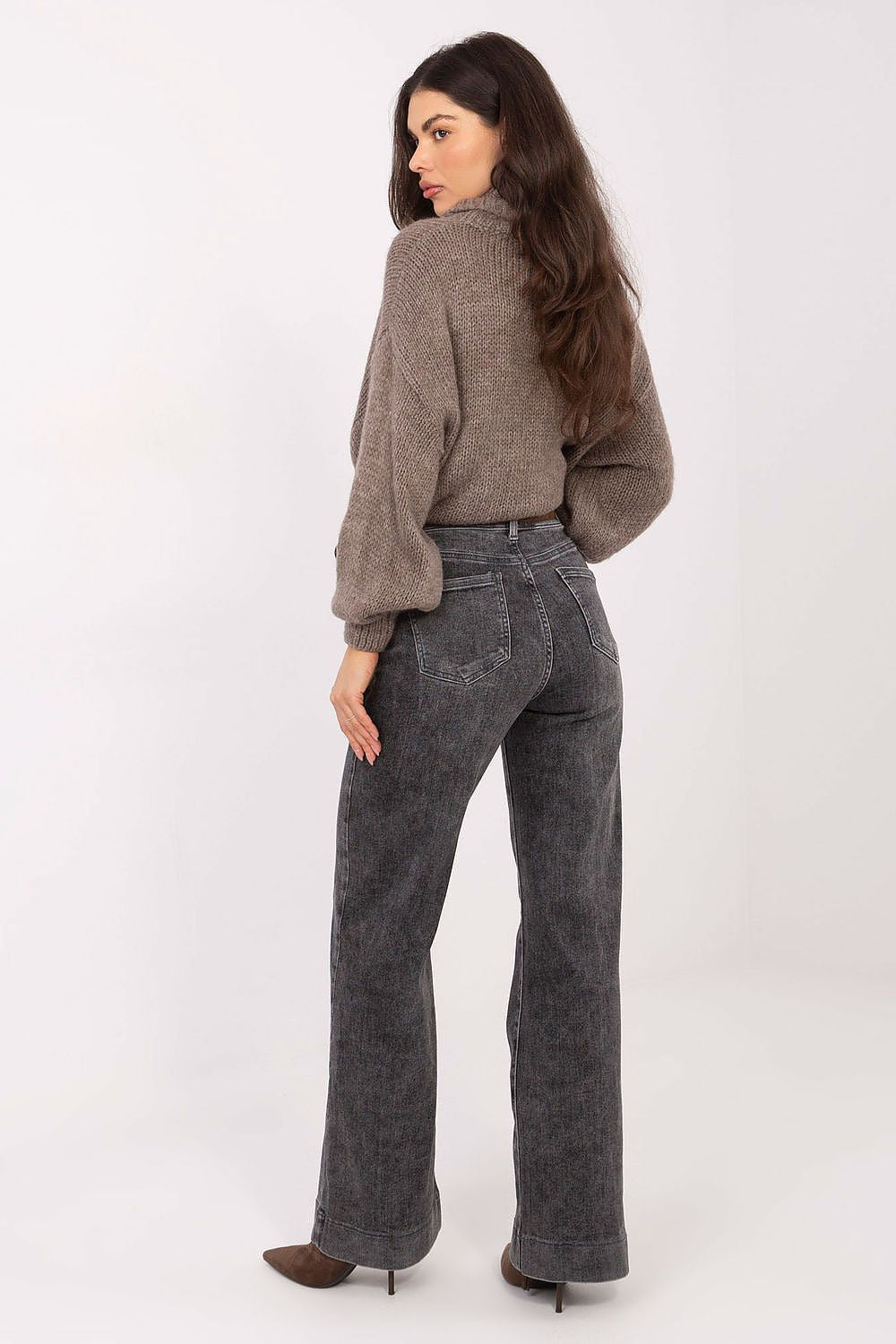 Damen Jeans Straight Leg High Waist Grau – Klassisch