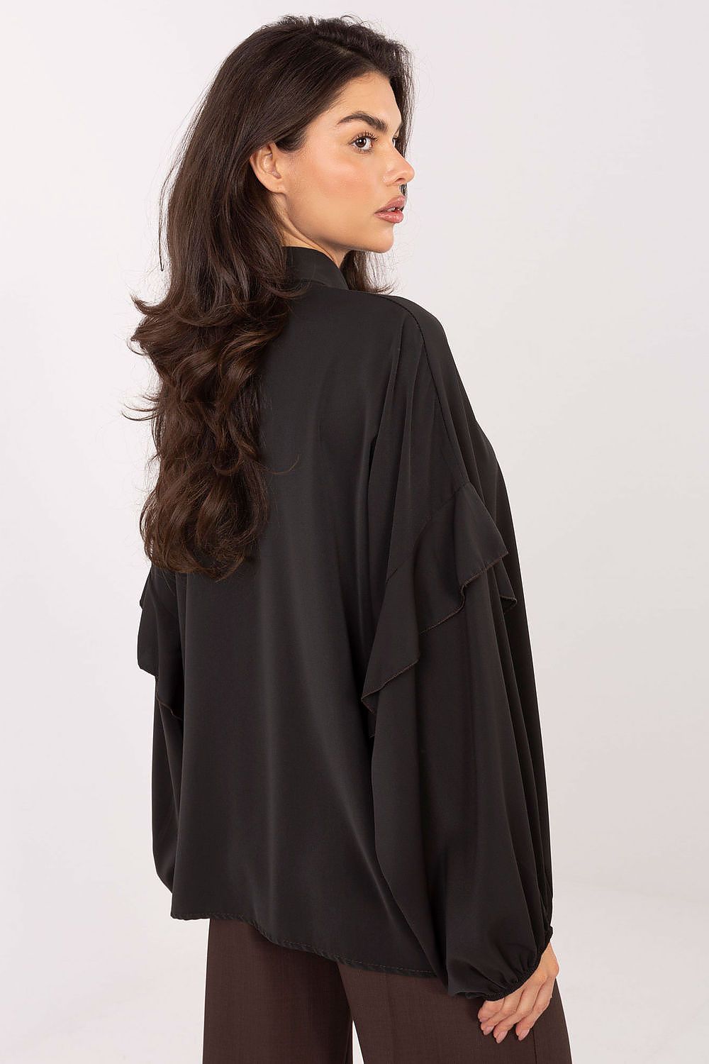 Hemd Damen Langarm Puffärmel Schleife Elegant