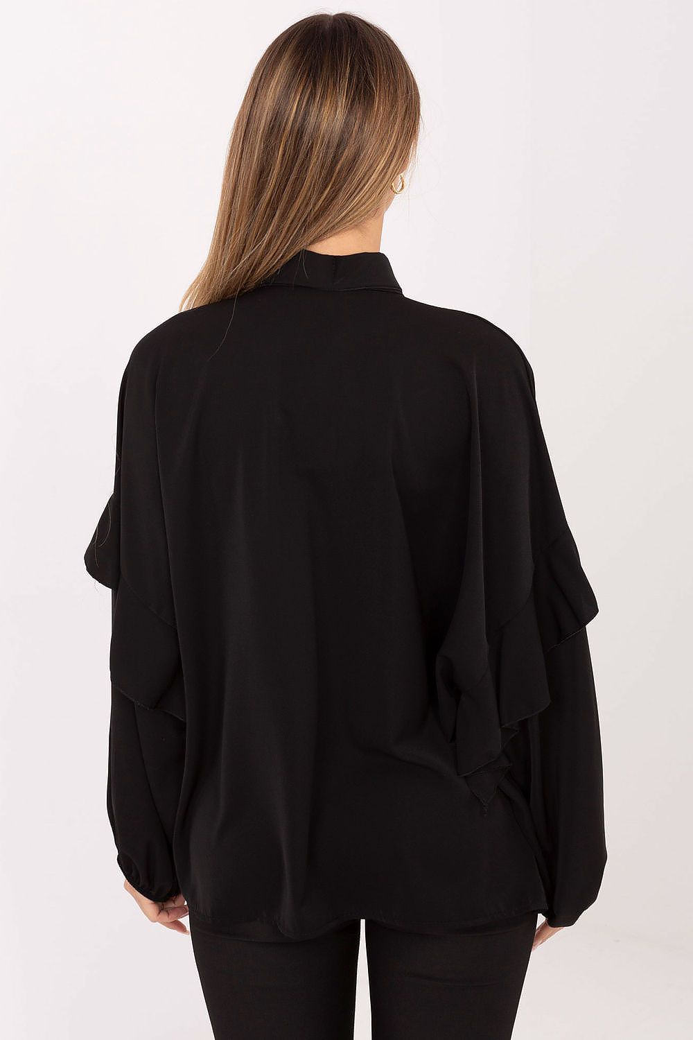 Hemd Damen Langarm Puffärmel Schleife Elegant