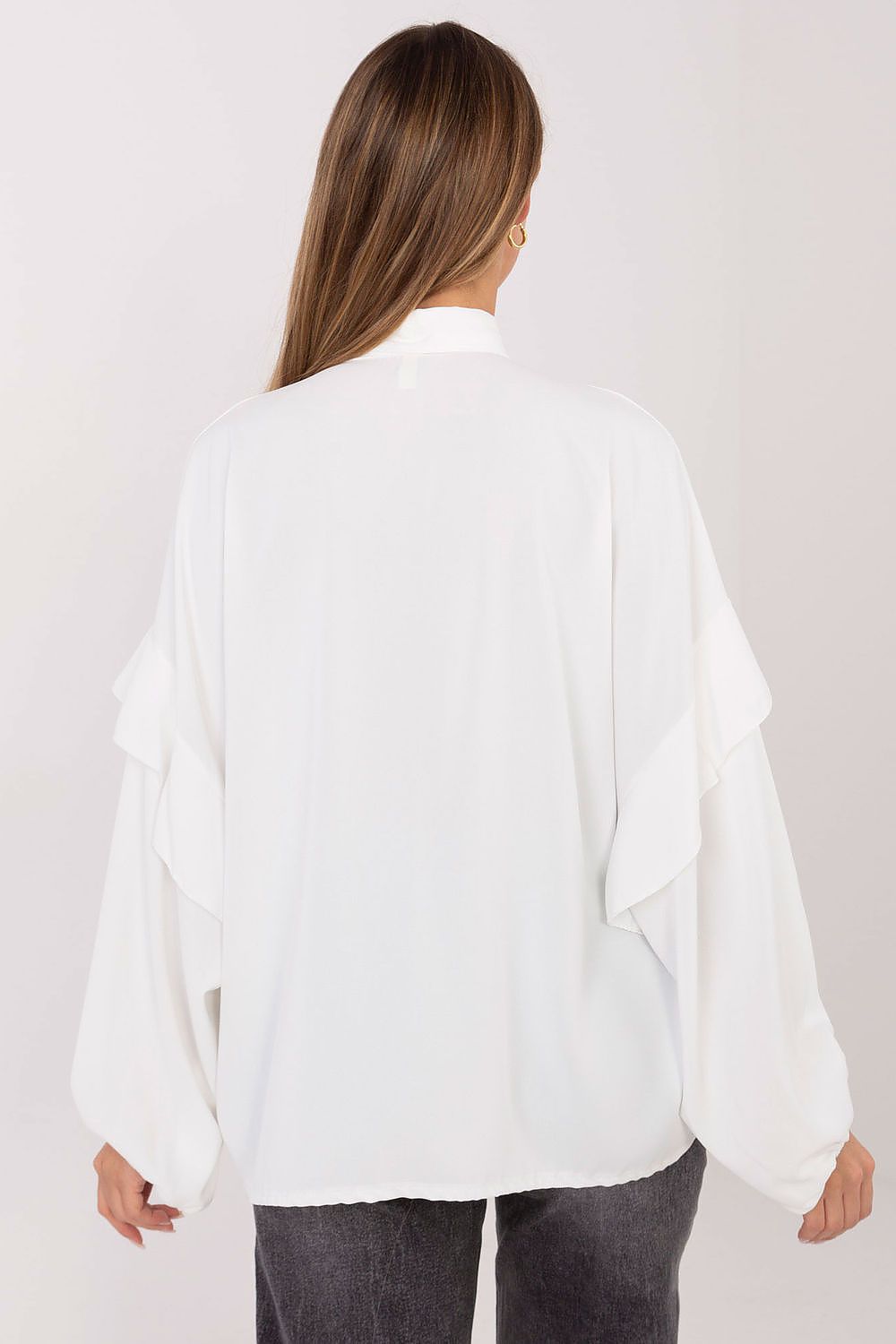 Hemd Damen Langarm Puffärmel Schleife Elegant