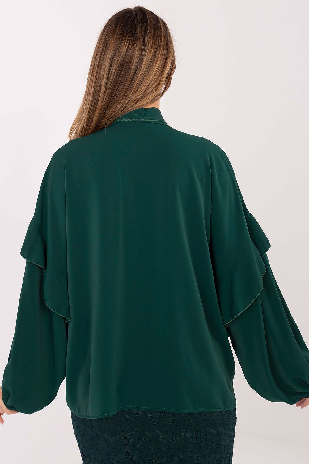 Hemd Damen Langarm Puffärmel Schleife Elegant