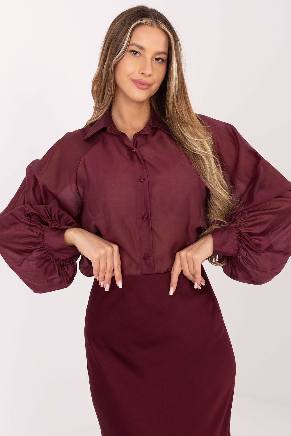 Damen Bluse Puffärmel Transparent – Elegant & Feminin