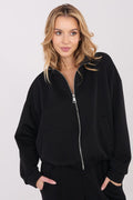 Pullover Damen Stehkragen Reißverschluss Taschen Viskose