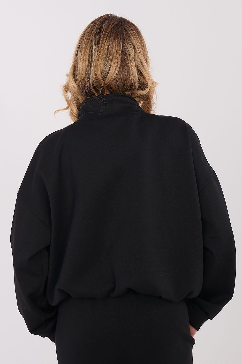 Pullover Damen Stehkragen Reißverschluss Taschen Viskose