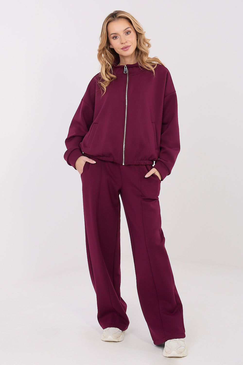 Pullover Damen Stehkragen Reißverschluss Taschen Viskose