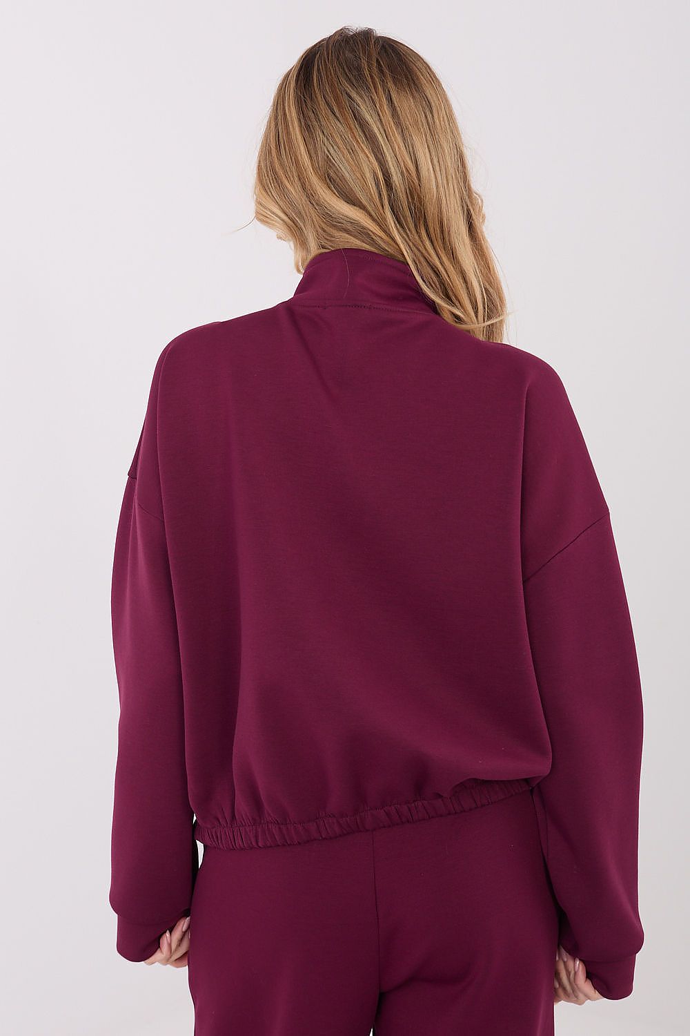 Pullover Damen Stehkragen Reißverschluss Taschen Viskose