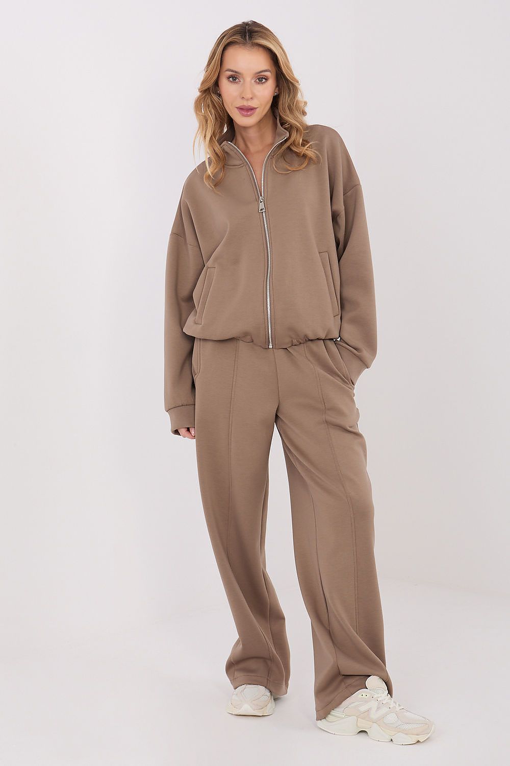 Pullover Damen Stehkragen Reißverschluss Taschen Viskose
