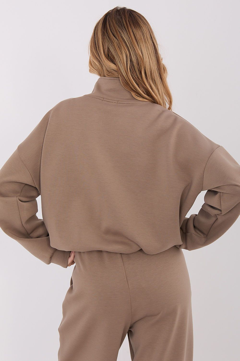 Pullover Damen Stehkragen Reißverschluss Taschen Viskose