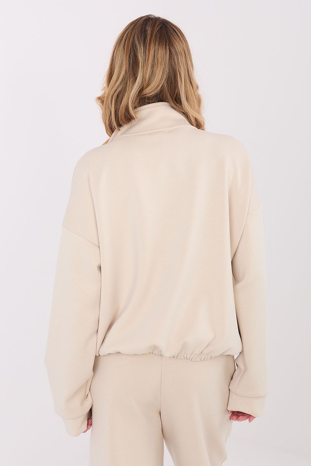 Pullover Damen Stehkragen Reißverschluss Taschen Viskose