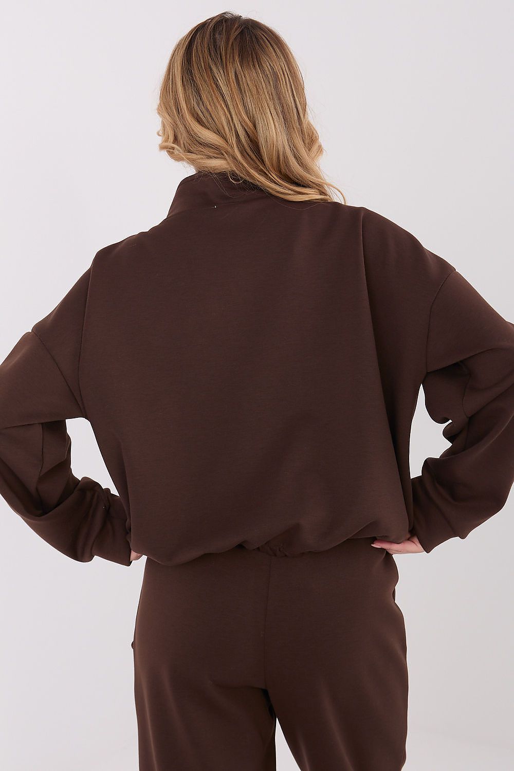 Pullover Damen Stehkragen Reißverschluss Taschen Viskose