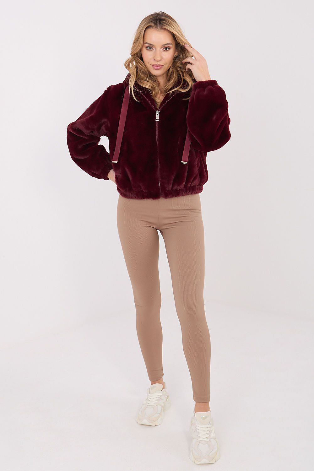 Jacke Damen Kunstfell Kapuze Kurz Übergang Winter
