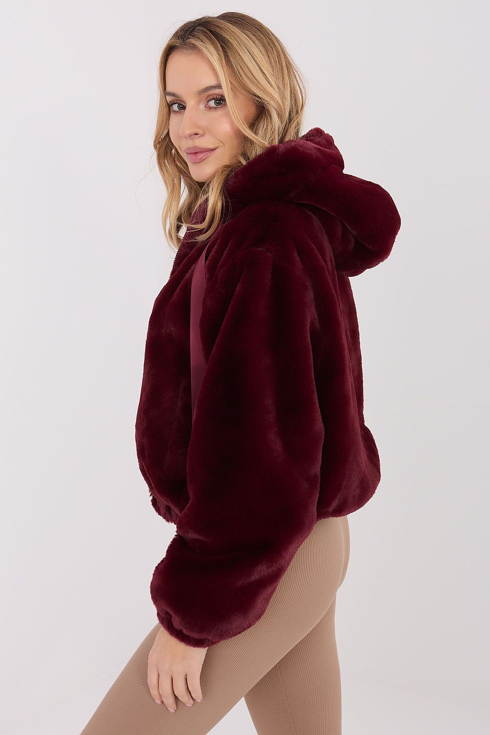 Jacke Damen Kunstfell Kapuze Kurz Übergang Winter