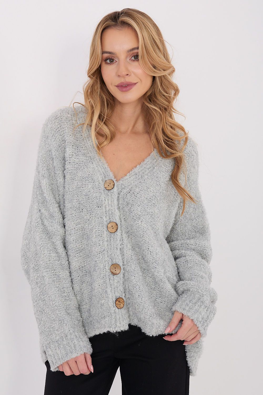 Cardigan Damen V-Ausschnitt Knöpfe Wolle Acryl