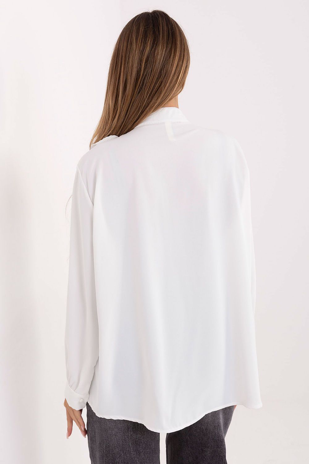 Bluse Damen Elegant Jabot Puffärmel