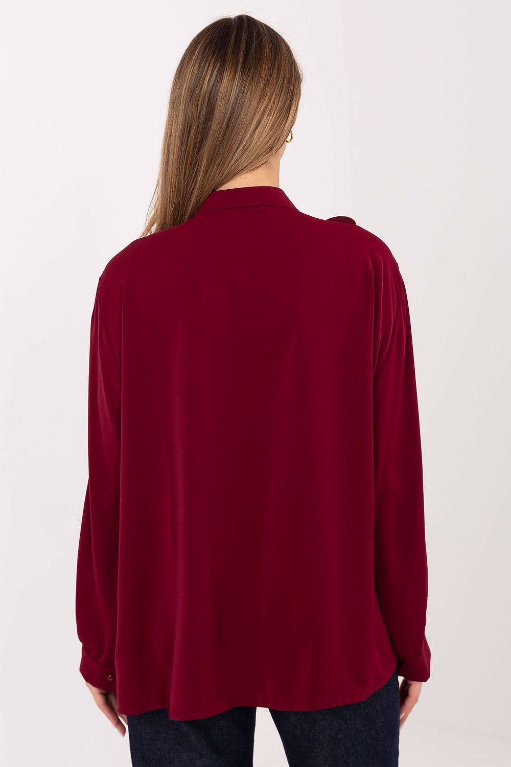 Bluse Damen Elegant Jabot Puffärmel