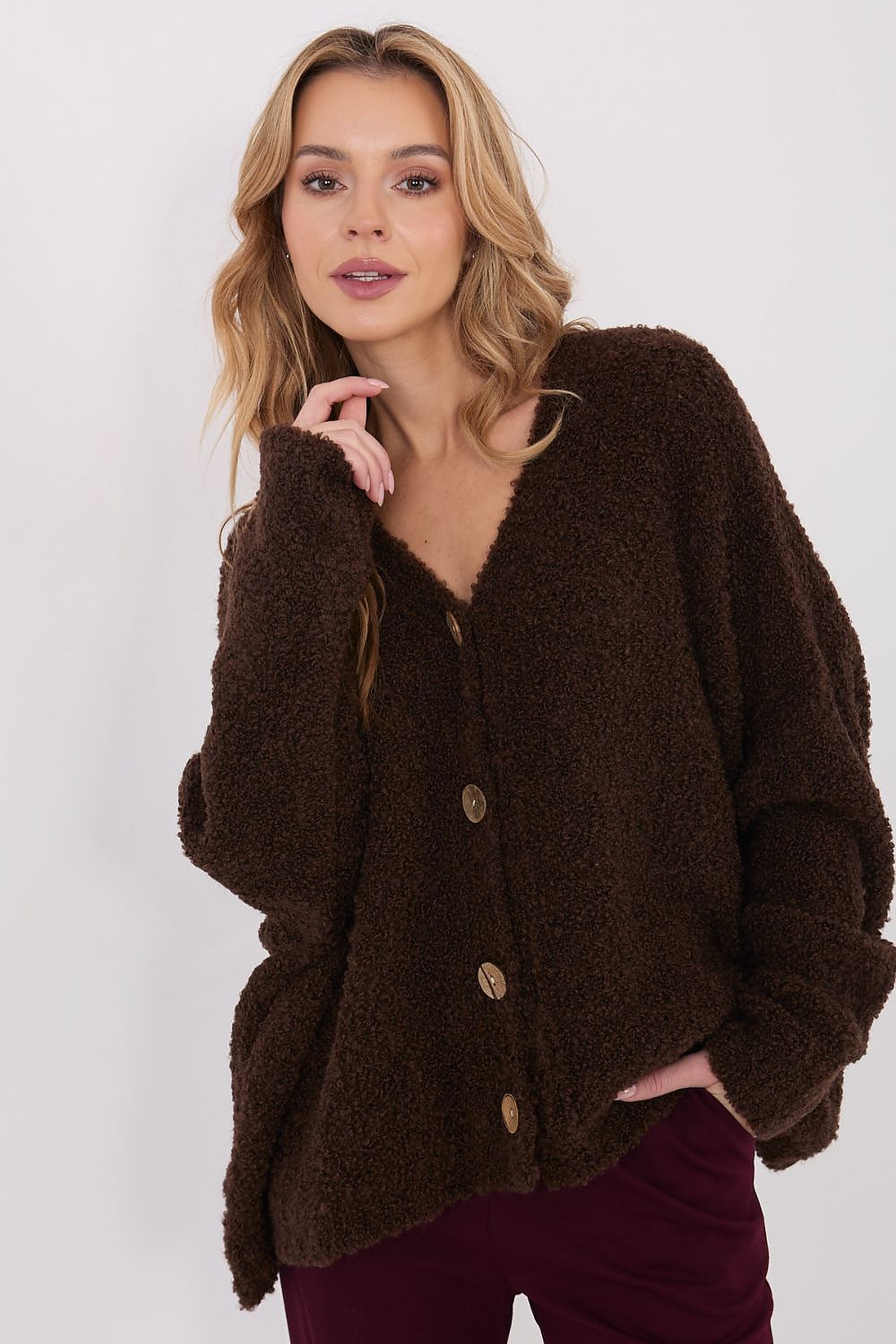 Cardigan Damen V-Ausschnitt Knöpfe Wolle Acryl