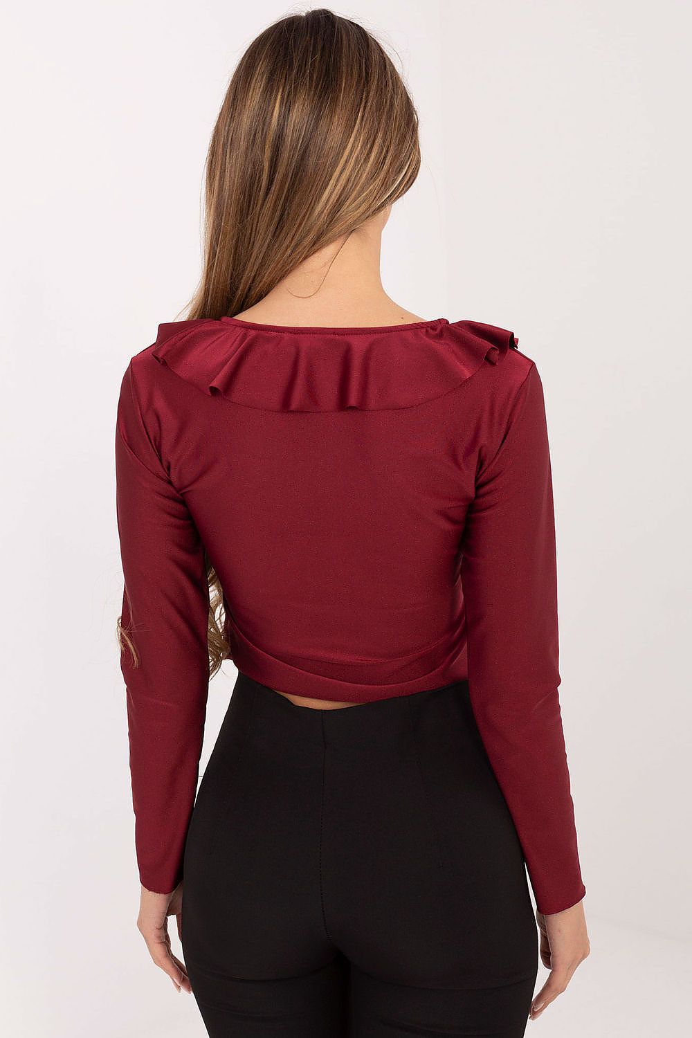 Damen Bluse mit Rüsche & Bindung – Elegant & Festlich